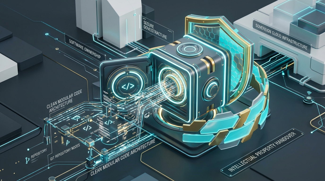 Enterprise software ownership, cryptographic vault, and 100% source code handover